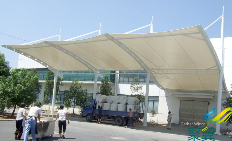 供應膜結構車棚,供應特定尺寸膜結構停車棚,PVC膜結構車棚