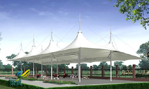 膜結構車棚的特色|膜結構車棚與景觀融為一體膜結構車棚的