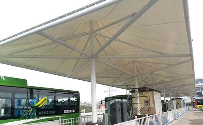 膜結構車棚設計|膜結構車棚雕塑般的質感