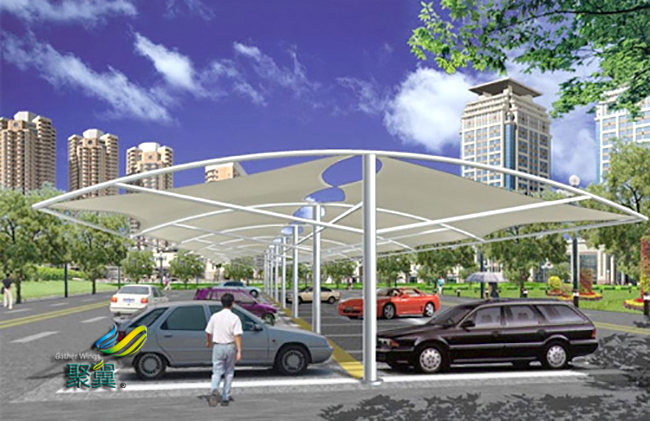 注意防止膜結構車棚雨棚積水