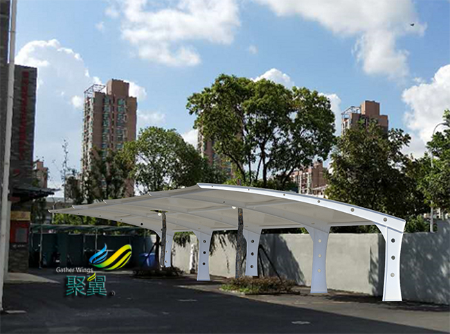 膜結構車棚節約能源|膜結構車棚PVDF建筑膜材