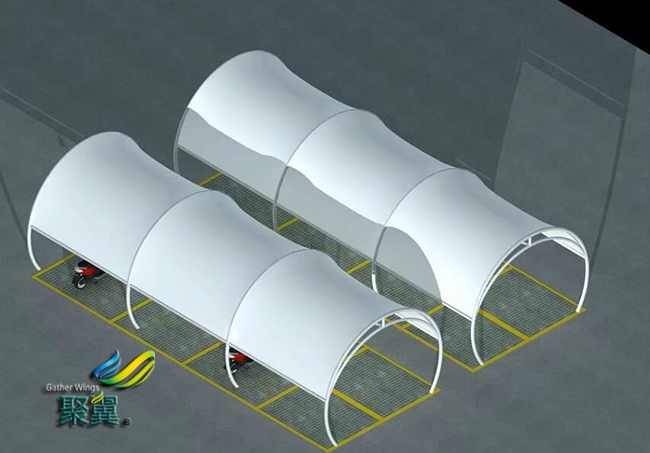 膜結構車棚構造|膜結構車棚高效美觀