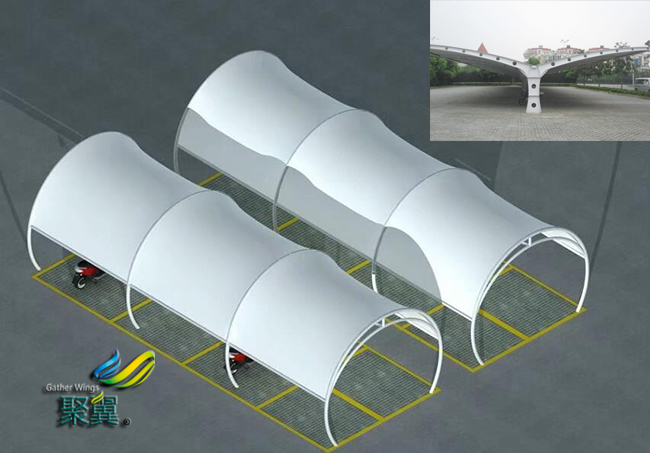 膜結構車棚造型多樣化|安裝便捷