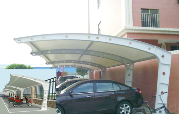 膜結構車棚效果圖大全|各類造型車棚圖片效果展示