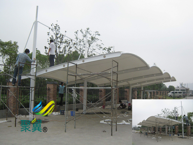 工廠膜結構停車棚汽車棚|車棚膜結構施工廠家