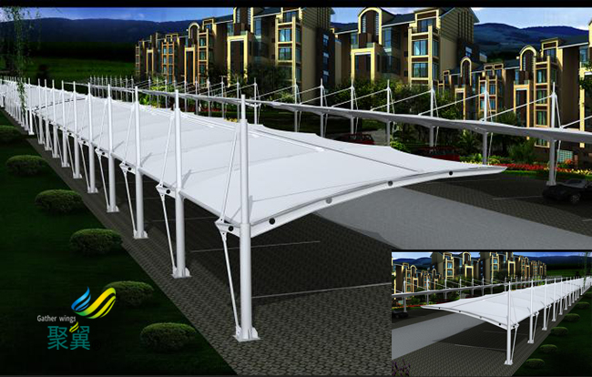 鋼膜結構汽車棚膜結構車棚停車棚加工廠家