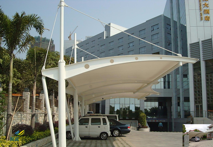 上海鋼膜結構景觀停汽自行充電樁車棚廠家安裝價格工程