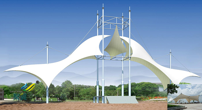 武漢張拉鋼膜結構定制充電樁停車棚景觀安裝施工方案