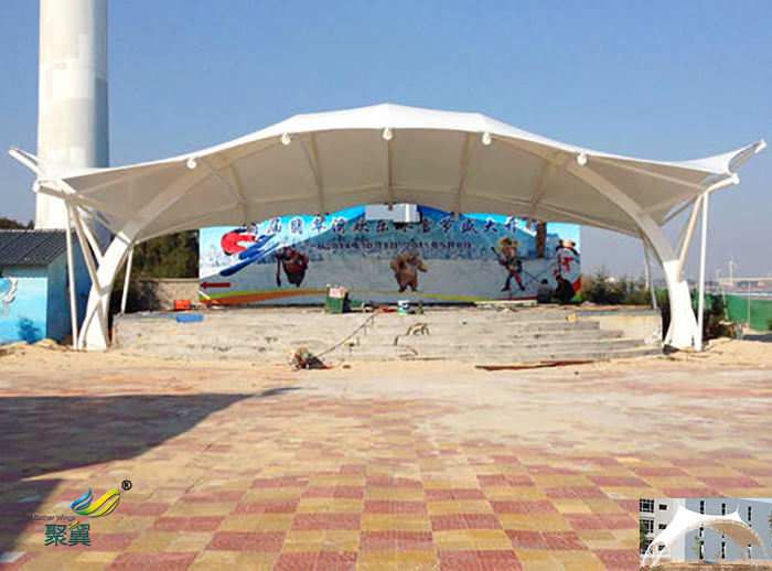 天津張拉屋頂舞臺雨棚遮陽篷膜結構搭建工程設計