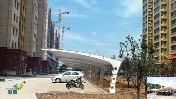 鄭州膜結構戶外汽車停車車棚施工圖生產廠家多少錢