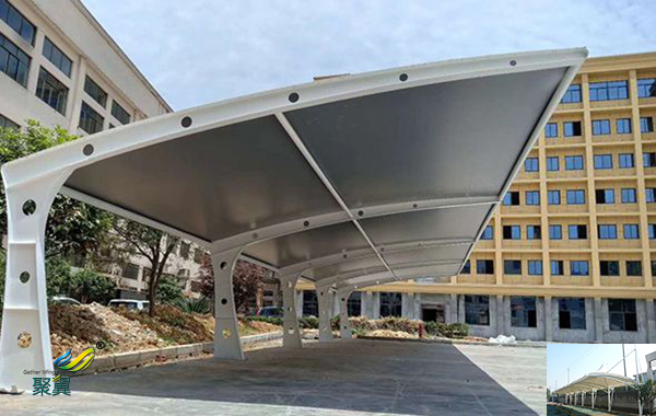 山東景觀鋼膜結構汽車充電樁停車棚景觀公司安裝
