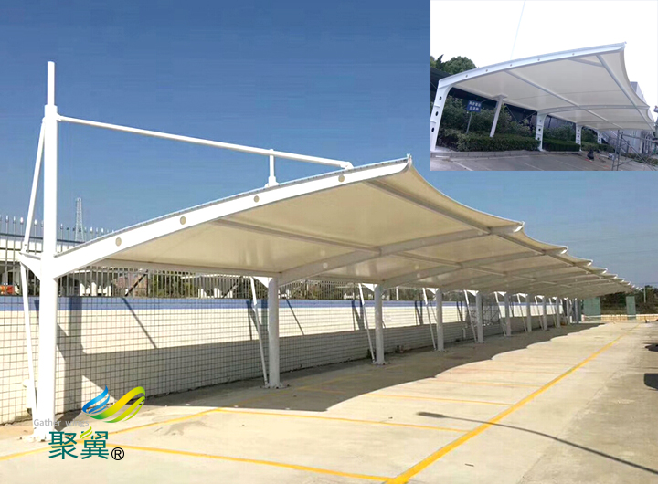 膜結構車棚焊接設置|充電樁停車